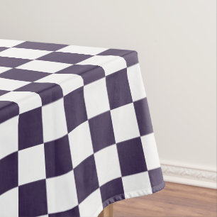 Purple White Chequered Pattern Party Home Decor Tablecloth