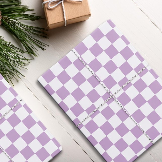 Purple White Chequered Pattern Wrapping Paper Sheet (Creator Uploaded)