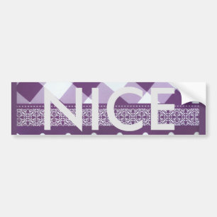 Purple White Chequered Polka Dot Floral Damask Art Bumper Sticker