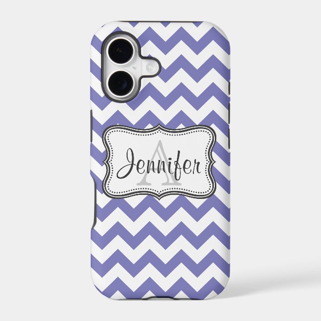 Purple & White Chevron Monogram iPhone 5 (Back)