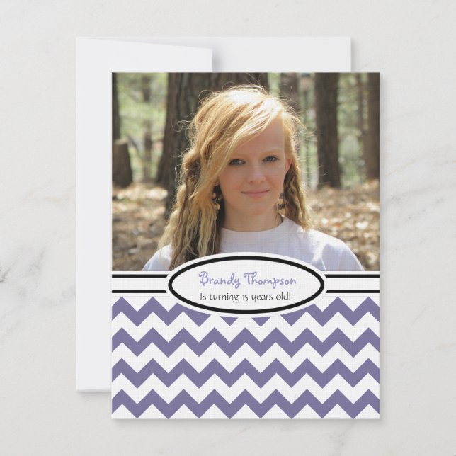 Purple & White Chevron: Picture:Party Invitation (Front)