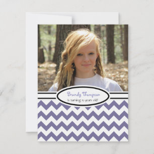 Purple & White Chevron: Picture:Party Invitation
