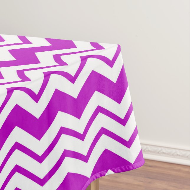 Purple White Chevron Zigzag Pattern Design  Tablecloth (In Situ)