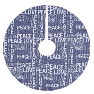 Purple White Christmas Peace Love Brushed Polyester Tree Skirt