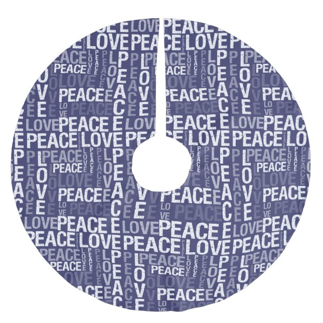 Purple White Christmas Peace Love   Brushed Polyester Tree Skirt (Front)