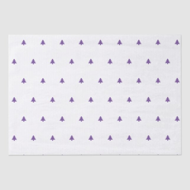 Purple/White Christmas Tree Iconic Pattern Tissue Paper (Front)