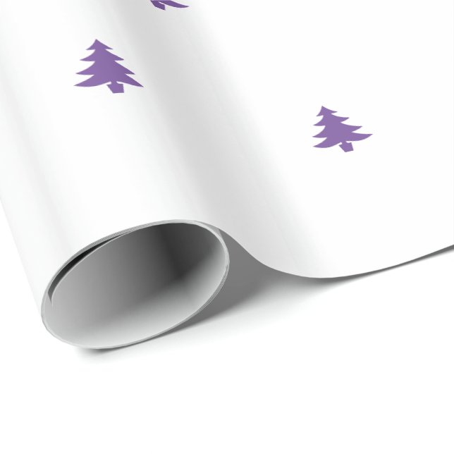 Purple/White Christmas Tree Iconic Pattern Wrapping Paper (Roll Corner)
