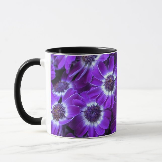 Purple White Cinerarias Mug (Left)