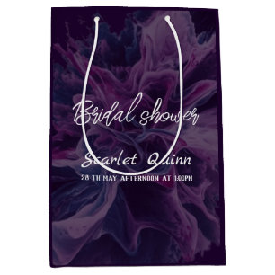 Purple white colour  blast bridal shower medium gift bag