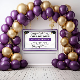 Purple   White Congratulations Graduate Graduation Banner