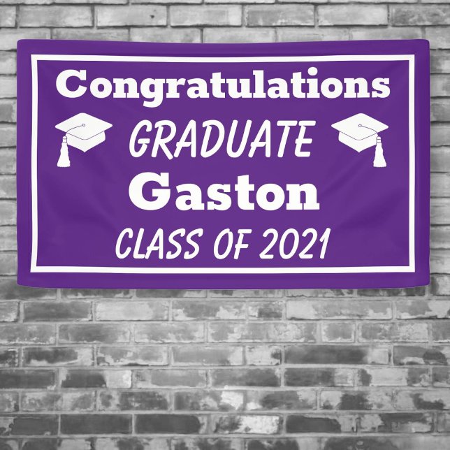 Purple White Congratulations Graduate Graduation Banner (Creator Uploaded)