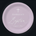 Purple White Cross Girl Baptism Party Plates<br><div class="desc">Purple White Cross Girl Baptism Party Plates,  Purple Baptism,  Girl Baptism,  Modern Purple Baptism Party Paper Plates</div>