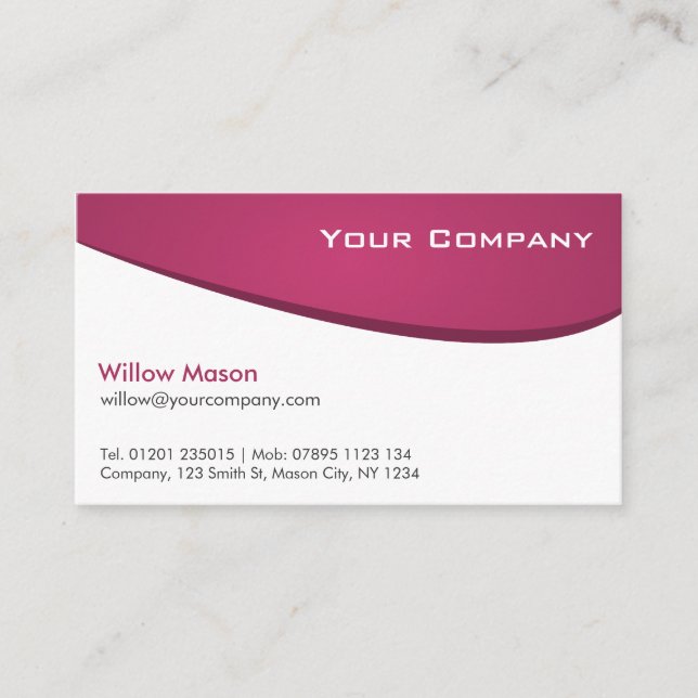 Purple White Curved Professional Business Card (Front)