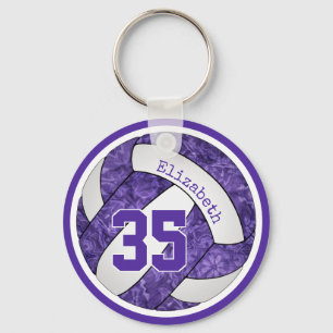 purple white custom girls volleyball team gifts key ring