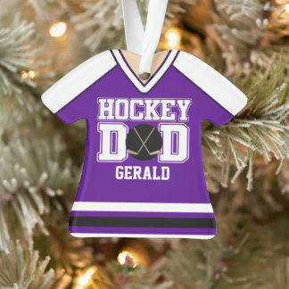 Purple/White Custom Hockey Dad Jersey Ornament