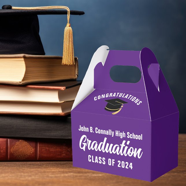 Purple White Custom School Graduation Party Favour Box (Creator Uploaded)