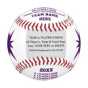 Purple, White, Customisable Baseballs, Any COLORS Baseball