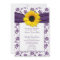 Purple White Damask Sunflower Wedding Invitation