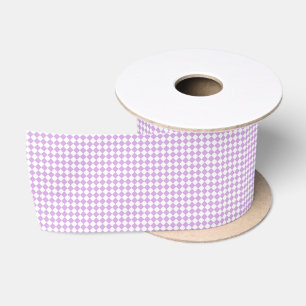 Purple White Diamond Chequered Pattern Satin Ribbon