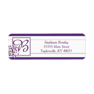 Purple White Diamond Wedding Return Address Label