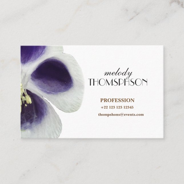 Purple & White Elegant  Business Card (Front)