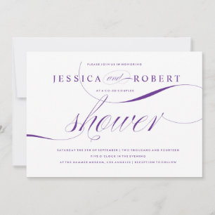 Purple & White Elegant Couples Shower Invitation