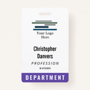 Purple White Employee ID Large Logo Badge ID Badge