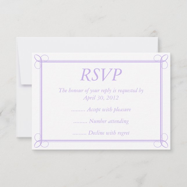 Purple & White Event Reply, RSVP or Response Cards (Front)