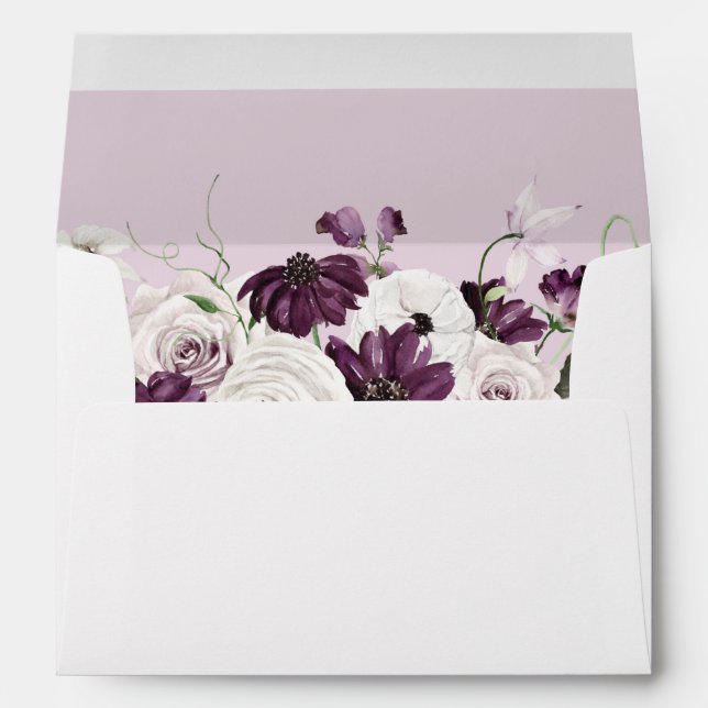 Purple & White Floral 2 - White with Lavender Envelope (Back (Bottom))