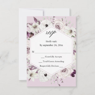 Purple & White Floral no Meal RSVP VER - Lavender Card