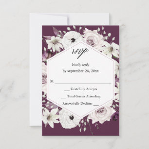 Purple & White Floral no Meal RSVP VER - Purple