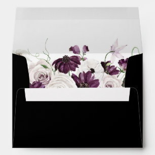 Purple & White Floral - O Black Envelope
