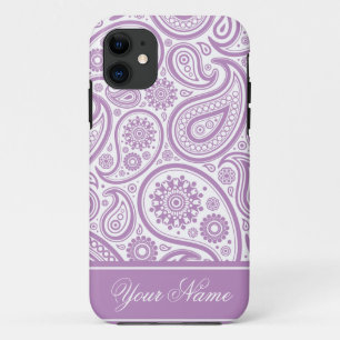 Purple White Floral Paisley Pattern iPhone 11 Case