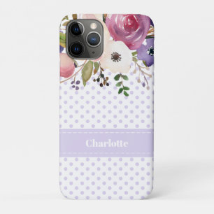Purple White Floral Personalised iPhone 11 Pro Case