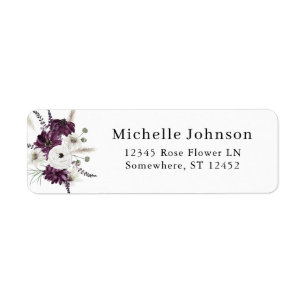 Purple & White Floral Return Address