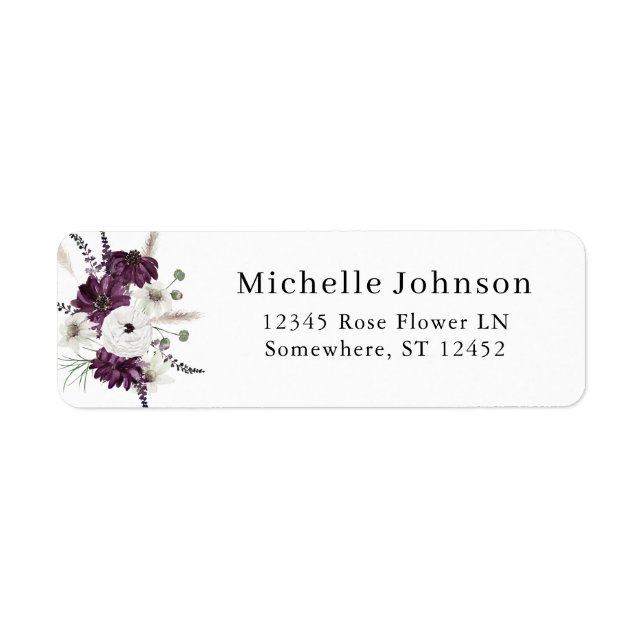 Purple & White Floral Return Address  (Front)