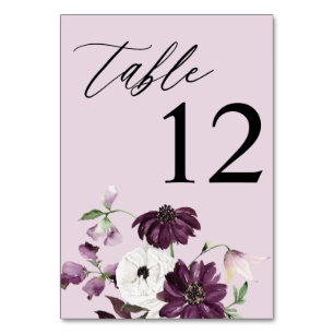Purple & White Floral Table Number - Lavender