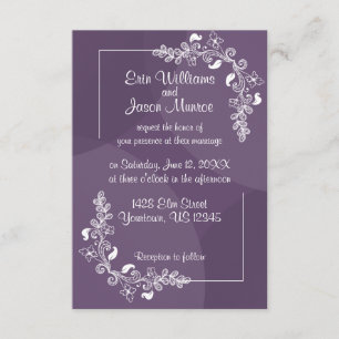 Purple White Floral Wedding Invitation