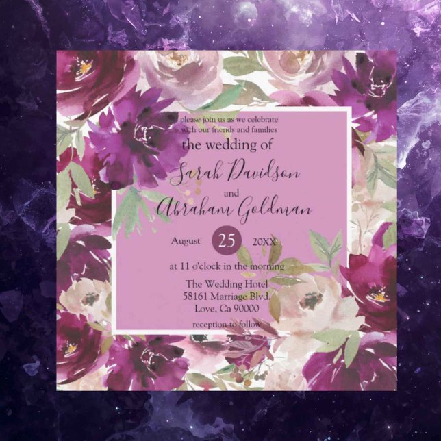 Purple White Floral Wedding Invitations (Creator Uploaded)