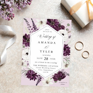 Purple & White Floral Wedding - Lavender V2 Invitation