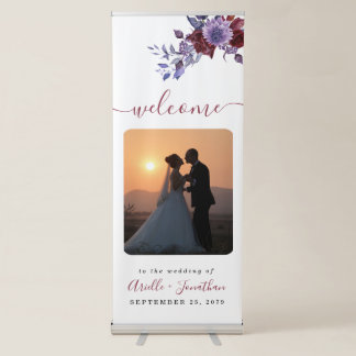 Purple & White Floral Wedding Welcome Photo Sign