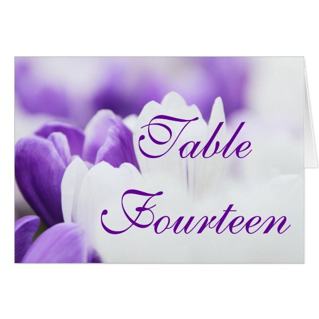 Purple & White Flower - Wedding Table Number Cards (Front Horizontal)