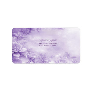 Purple White Flowers Address Label