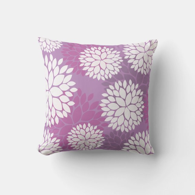 Purple White Flowers Cushion (Front)