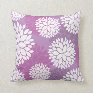 Purple White Flowers Cushion