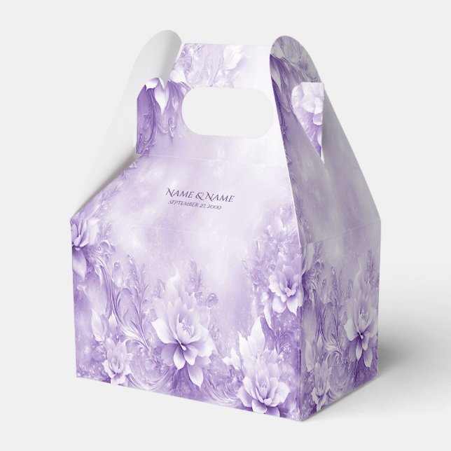 Purple White Flowers Favour Box (Front Side)