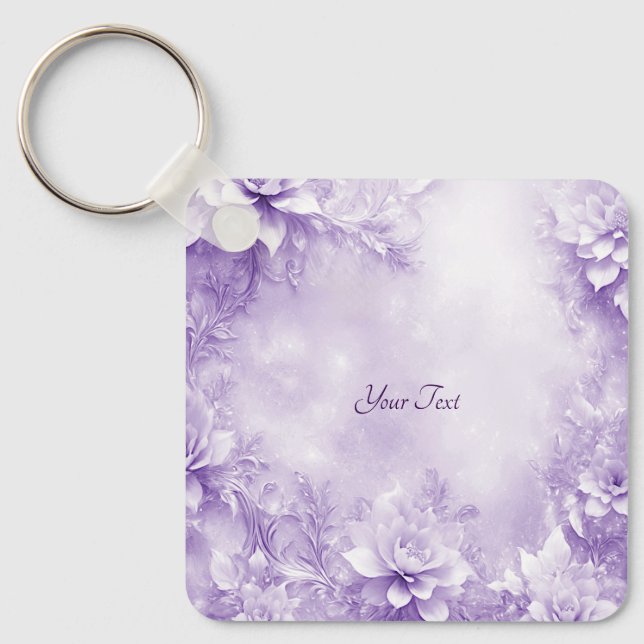 Purple White Flowers Keychain (Front)