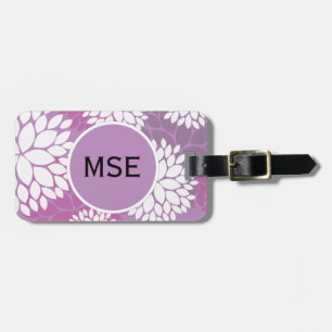 Purple White Flowers Luggage Tag