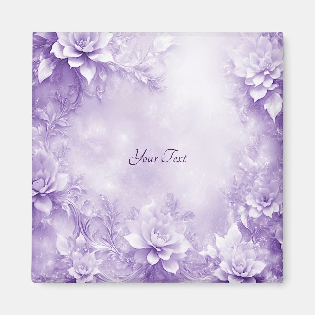 Purple White Flowers Magnet (Front)