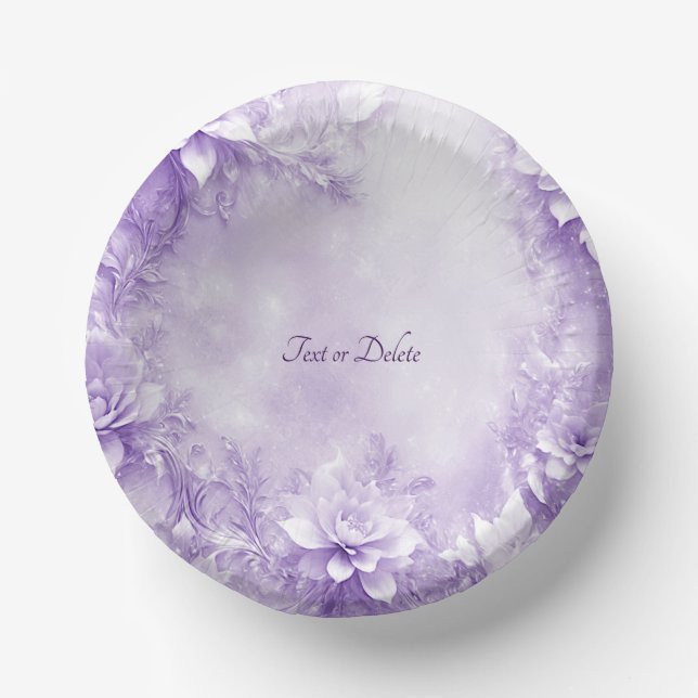 Purple White Flowers Paper Bowls Paper Plate (Front)